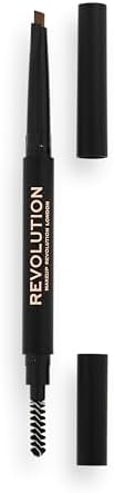 Makeup Revolution Duo Brow Definer Pencil Light Brown Cruelty Free Brush view 2