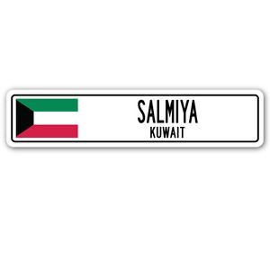 Custom Street Sign Quality Aluminum Signs Salmiya, Kuwait Street Sign Window Door Kuwaiti Flag City Country Road 4 X 18 Inch