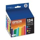 Epson T124 Moderate Capacity Set of 4 OEM Ink Cartridges: 1 of each Black T124120, Cyan T124220, Magenta and Yellow