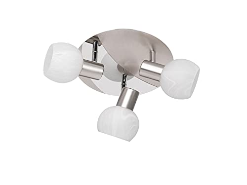 Reality Leuchten Antibes R80173007 Ceiling Light Metal Matte Nickel/Chrome Alabaster White Glass Excl. 3X E14