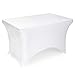 Lann's Linens - 4' Fitted Stretch Tablecloth for 48" x 24" Rectangular Table - Wedding/Banquet/Trade Show - Spandex Cloth Fabric Cover - White