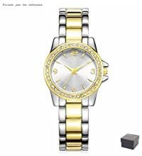DWG Woman Watch, Bracelet Wrist Watch, Casual Gold Rhinestone Elegant Round Quartz Ladies Dress Watches (Two tone gold and silver)