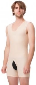 Men Compression Bodysuit Vest no zipper - 3XL 54-58 Black