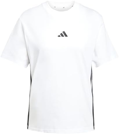 Donna Essentials 3-Stripes Cotton Shirt, White/Black, S