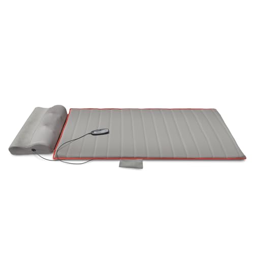 Power Therapy Colchón Masajeador con 3 velocidades Power Med 3 tipos de Masaje Colchoneta Multifuncional con Terapia de Vobración, Calor Infrarojo y Masaje Tipo Shiatsu Color Gris