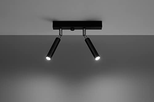 MiaLux PERSIC Spot Deckenleuchte Dual verstellbare Lampen Wandbeleuchtung Stahl LED-Glühbirne Minimales Design Einfache Installation Farbe Schwarz 25x3x20 cm