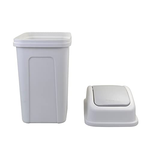 Ramddy 15 L Trash Can with Swing Lid, Plastic Garbage Bin, Gray