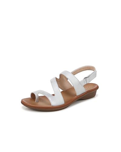 Naturalizer SOUL Womens Shakina Strappy Slingback Flat Sandal Silver Metallic 6 W