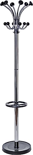MAUL Maulnebula Coat Stand with 20 Hooks and Umbrella Holder Silver/Black