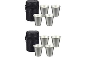 QYCX Shot Glasses Set - 8 Pcs Stainless Steel Shot Glasses with Case - 30ml (1oz) Portable Drinking Vessel for Travel & Outdo