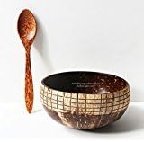 VIBE Natural Coconut Bowls (Set of 2) With Spoon - Handcrafted with LOVE by Artisans I Vegan I Buddha Bowls I Fair Trade (Khan - small)