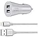 Belkin F8J219-05-SLV Studio 4.8A 24W 2 Port car Charger with 1.5 Meter Lightning Cable for iPhone iPad (Silver)