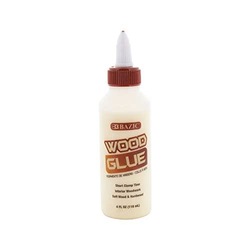 BAZIC Wood Glue 4 Oz. (118 mL), Natural Color Super Strong Bond Adhesive, for Home Improvement Woodwork Softwood & Hardwood, 1-Pack