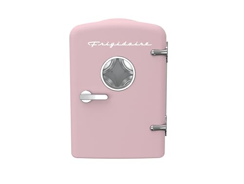 Frigidaire EFMIS171 Retro Mini Portable Personal Fridge - Ideal for Home, Office or Dorm - Includes Carrying Handle, AC/DC Wall/Car Charger (Pink)