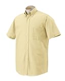 Van Heusen Men's Regular-Fit Oxford Short-Sleeve Button Down-Collar Dress Shirt, Yellow, X-Large