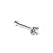 Inpirerista 14k White Gold Nose Stud Earring with Ball End, 1mm Clear Cz Stone