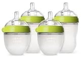 Comotomo - Baby Bottles - Baby Feeding - Green - 4 Pack - Two 5 Ounce Bottles and Two 8 Ounce Bottles