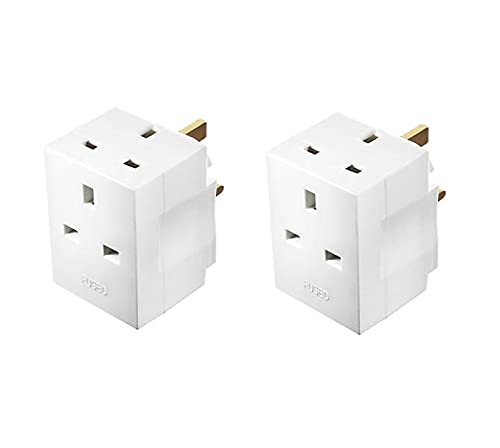 Mr. Gadget Solution® 3 Way Triple Mains Switched Adapter 13A Plug Neon Block Socket Splitter Surge Protected