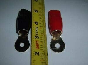 2 Wire Ring Terminals Gold 1/0 Gauge 1/4" Connectors Car Audio Big 3 Ground New Terminals