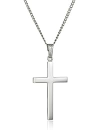 Sterling Silver Polished Cross Pendant Necklace