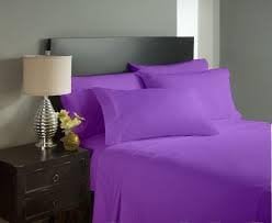 Egyptian Cotton Sateen Hotel Classic Purple Solid 4 Pieces Full Bed Sheet Set 100% Egyptian Cotton,24 Inches Deep Pocket