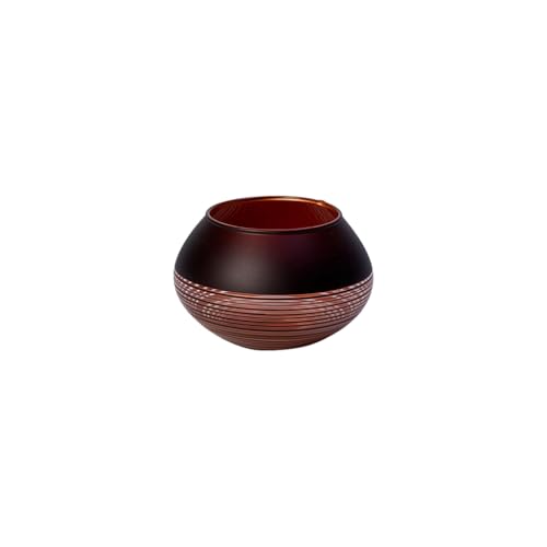 Villeroy & Boch Manufacture Swirl Teelichthalter, 7 cm, Kristallglas, Schwarz/Bronze