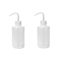 Happyupcity 2PCS 250ML 8.5OZ White Plastic Squeeze Wash Bottles with Curved Tip Cover Water Oil Condiment Sauce Storage Holder Refillable Durable Container Jars Can Pot Gardening Tools for Daily Life