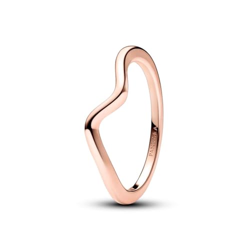 Timeless Anillo con diseño de onda chapado en oro rosa de 14 quilates, talla 52