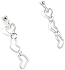 14k White Gold Dangle Heart Design Earrings