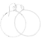 Hoop Earrings Hammered Large Sterling Silver