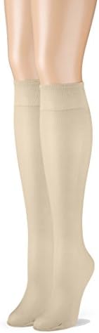 Grandeur Hosiery Women's Ladies Plus Size Queen Ultra Soft Mild Compression Microfiber Knee High Stockings 2-Pack Taupe 1X