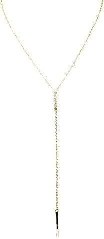 Madison Kate Fashion Mini Dainty Crystal Bar Vertical Layered Layering Y Necklace Gold Tone