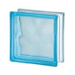 Seves Glass Block 7.5 x 7.5 x 3 Basic Wave Azure