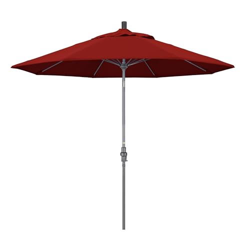 California Umbrella 9' Rd. Crank Lift, Collar Tilt, Aluminum Pole, Fiberglass R…