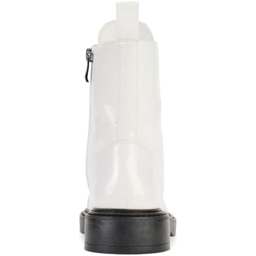 DKNY Womens Malaya Patent Leather Combat Lace-up Boots White