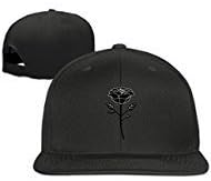 Custom Unisex Black Adjustable Fashion Rose Flowers Snapback Flat Cap One Size