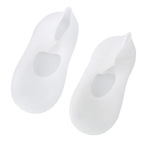2pcs Silicone Moisturizing Socks for Women and Men, Non-Slip Foot Care Socks, Anti-Split Soft Foot Protection Tools, Reusable Skincare Socks (L-White)