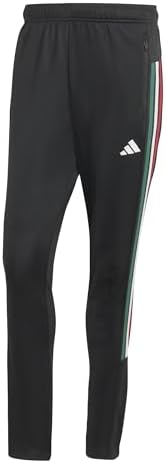 Homme Workout Essentials all-Set 3-Stripes Knit Pant, Black/Team Dark Green/White/Better Scarlet, M