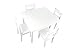 Pidoko Kids Table and Chairs Set - 4 Chairs and 1 Activity Table for Children - Educational Toddlers Furniture Set (White)
