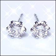 Pt900 03ct 一粒ダイヤモンドピアス ティファニー爪 03カラット計03ct ジュエリー品質保証書
