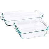 Pyrex Basics Clear Glass Baking Dishes - 2 Piece Value-Plus Pack - 1 Each: 3 Quart Oblong, 2 Quart Square
