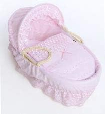 Baby Pink Broderie Anglaise Spare Replacement Moses Basket Dressing Covers (NO basket) from Boogaloo's UK MADE