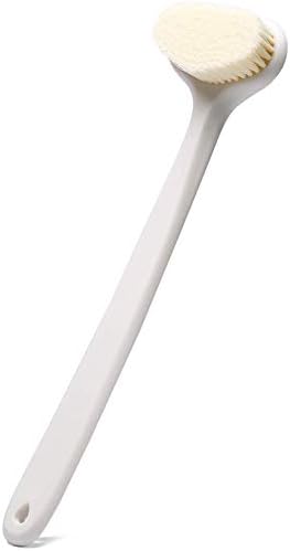 Bath Body Brush with Comfy Bristles Long Handle Gentle Exfoliation Improve Skin's Health and Beauty Shower Wet or Dry Brushing for Back Scrubber (White)