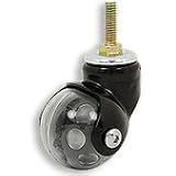 Cool Casters - Ball Wheel Caster, Clear / Black Wheel, Black Powder Coat Yoke, Threaded Stem, No Brake - Item #175-50-BLK-BL-TS-NB