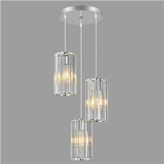 ZPBSJ Chrome Crystal Chandelier, Hanging Dining Room Lamp, Nightstand Lamp, Height Adjustable Flexible Chandelier, Ideal for Dining Room, Living Room and Kitchen Islands (3 Lights)