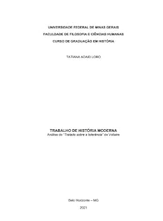 Livro Análise do “Tratado sobre a tolerância” de Voltaire