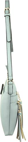 B BRENTANO Vegan Multi-Zipper Crossbody Handbag Purse with Tassel Accents (Opal Blue) - Thumbnail 3