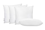 Pal Fabric Pack of 4 Soft Microfiber White Square Pillow Insert for Sofa Form Cushion Sham or Decorative Pillow Made in USA (18x18)