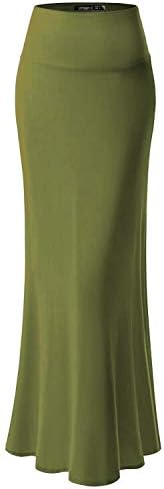 URBAN K Womens Basic Foldable High Waist Regular and Plus Size Maxi Skirts