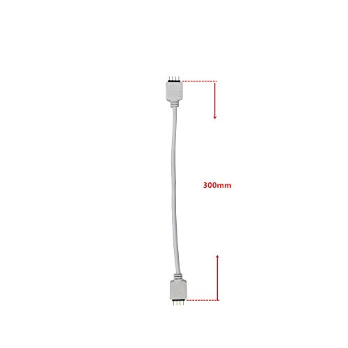 HUALAND 10pcs White 0.3M 0.98ft 4 Color RGB Extension Cable LED Strip Connector Extension Cable Cord Wire 4 Pin LED Connector,RGB Extender,led Strip Jumper, for SMD 5050 3528 2835 RGB LED Light Strip